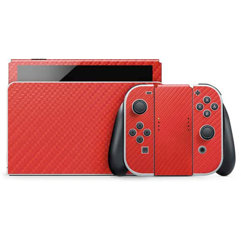 Red Carbon Fiber Specialty Material Nintendo Switch OLED (2021) Skin